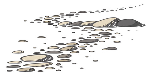 A serene landscape of scattered rocks and boulders in a natural setting. Vector © BOY