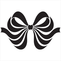 Beautiful Decorative Ribbon Bow Silhouette with Stylish Curved Tails Vector Illustration