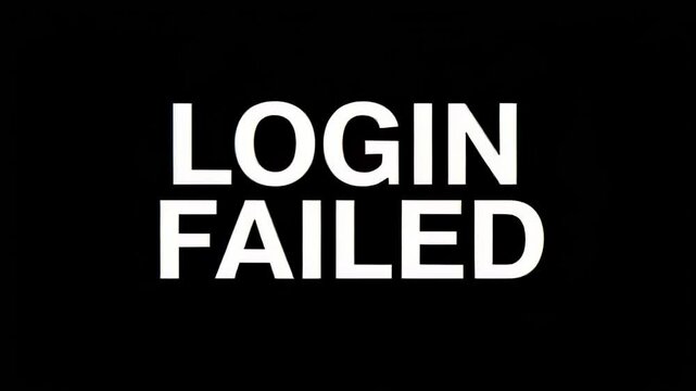 Login Failed Message Display on Black Background Highlighting an Authentication Error in a Digital Interface.