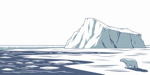 A majestic iceberg floating in the vast expanse of the icy arctic ocean. Vector © BOY