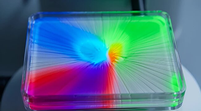 transparent cube with colorful rainbow gradient