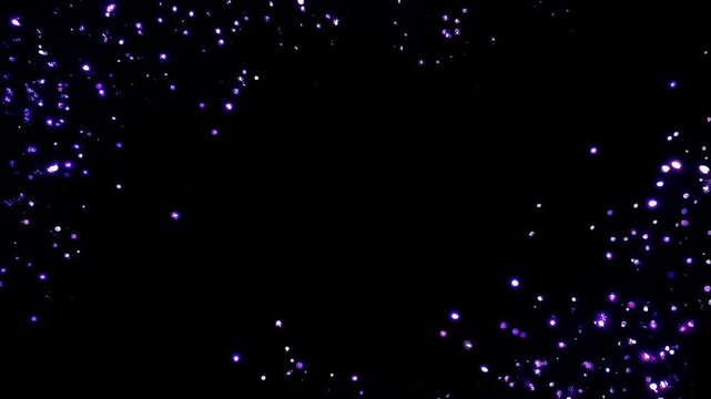 Vibrant Purple Particles in Motion Against a Dark Background, Creating a Magical and Enchanting Atmosphere in Two Captivating Frames