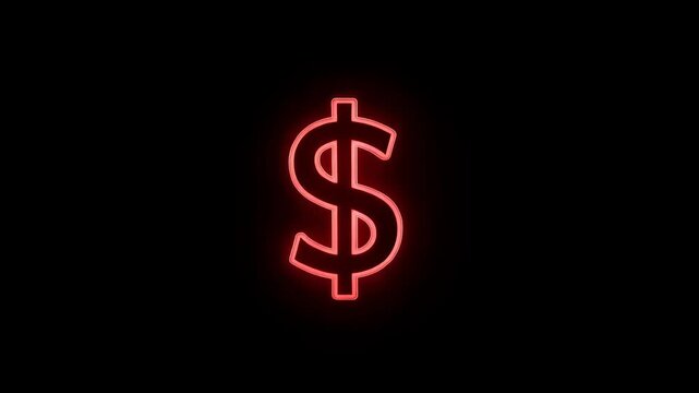 A Striking Visual Representation of Wealth: The Illuminated Dollar Sign Captivates Attention with Its Bold Neon Glow Against a Dark Background