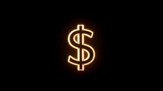 Illuminated Dollar Sign Symbolizing Wealth and Financial Success Against a Dark Background, Perfect for Themes of Money, Business, and Commerce