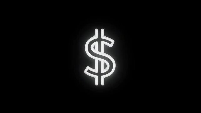 Illuminated Dollar Sign Icon on Black Background Representing Wealth and Financial Concepts in Modern Economy, Symbolic for Transactions and Currency Exchange