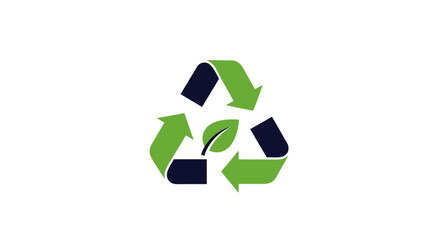 Obraz premium Green and black triangle recycle symbol with leaf for environmental sustainability concept