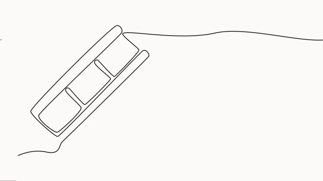 film strip frame animation continuous one line drawing, Full length one line animation, video film strip in editable stroke for web banner. Doodle vector art, film tape continuous line concept video.