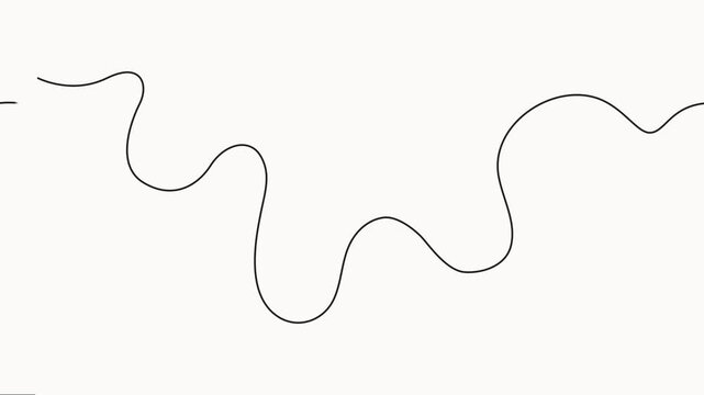 Squiggle line animation continuous one line drawing, Abstract hand drawn dividing thin wave on white background, Self drawing simple animation.