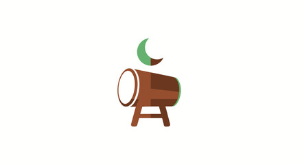 Fototapeta premium Wooden Barrel on Stand with Leaf.