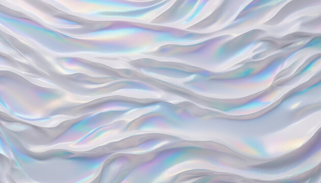 Holographic Iridescent Abstract Wavy Texture Background with Rainbow Sheen　虹色の光沢を放つホログラフィックな抽象的な波のテクスチャ背景　イラスト
