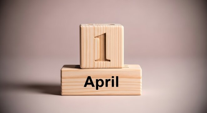 Wooden calendar block showing the date april 1st