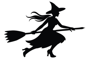 Fototapeta premium Witch, Enchantress Flying Broomstick