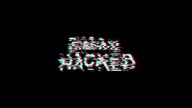 Email Hacked Glitch Text Abstract Vintage Twitched 4K Loop Motion Animation . Black Old Retro Digital TV Glitch Effect Including Twitch, Noise, VHS, Distortion with Alpha channel
