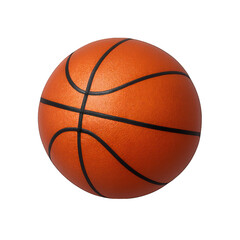 Fototapeta premium A bright orange basketball with black lines and a smooth surface resting alone in the center of the image isolated on white