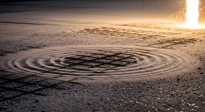 Golden Circular Water Ripples on Wet Sand