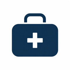 Obraz premium Dark blue medical kit first aid kit symbol white