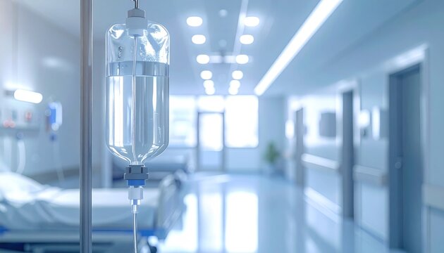 Hospital corridor iv fluid bag