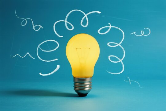 Light bulb with chalk drawings
