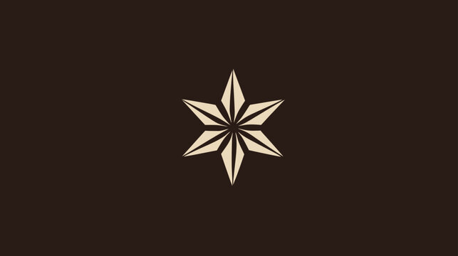 Abstract elegant six-pointed star design with light beige segments on a dark brown background, minimalist graphic.
