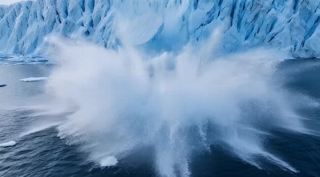 Glacier Calving Event Creates a Huge Splash in the Frigid Arctic Waters
