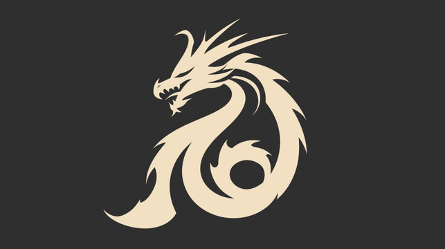 Stylized illustration of a dragon silhouette on a dark gray background