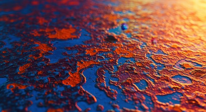 Heavy distress on a surface showing deep gouges and flaking material. Abstract background texture suitable for overlays or graphic design, weathered, industrial, paint