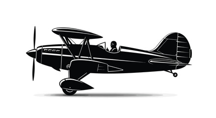 Vintage biplane in profile showcasing classic aviation design silhouette high quality © Digonto