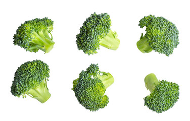 Broccoli Florets Set Isolated On Black Background