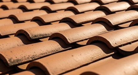 Terracotta Roof Tiles Texture, Architectural Detail and Mediterranean Style
