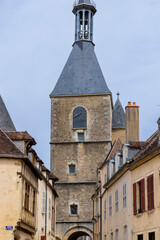 Fototapeta premium Tour de l'Horloge in Avallon, Bourgogne Franche Comte street scene