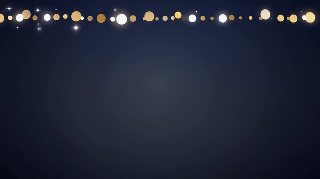 Golden lights and stars on dark blue background