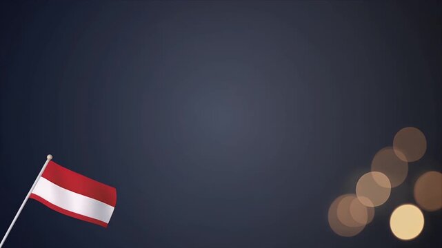 Austria flag waving in the wind with city lights