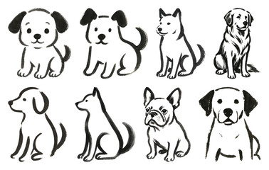 Obraz premium PNG Adorable hand-drawn dog illustrations on transparent background