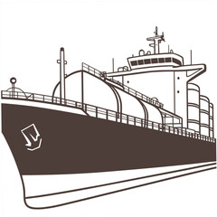 Obraz premium A large cargo ship sailing on a calm sea with a city skyline in the background Vector