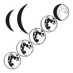 Obraz premium Phases of the moon illustrated in a sequence from new moon to full moon Vector