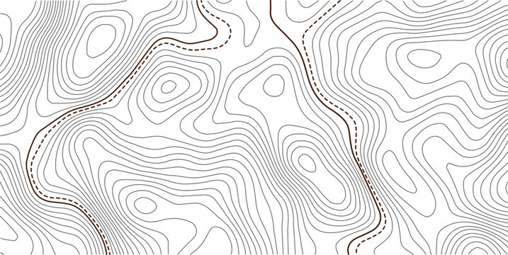 Geographic abstract pattern. The topo contour or wallpaper. Mountain trail terrain or path.Contour line background graphic. Concept of simple geography and terrain.