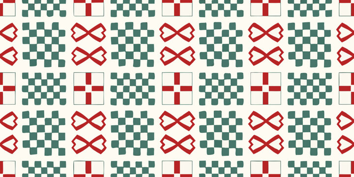 Repeating geometric pattern with green and red diamond shapes