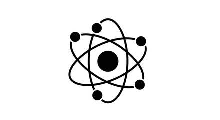 Atom symbol with orbiting electrons. © nur