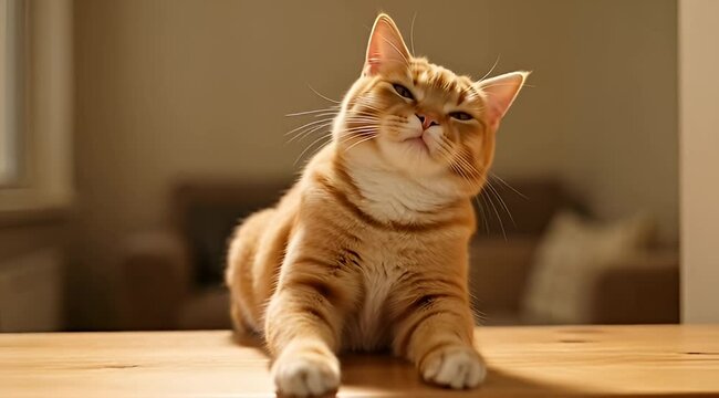 An adorable ginger tabby cat with a quizzical look on its face