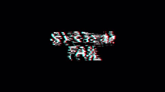 System Fail Glitch Text Animation in 4K with Alpha Channel on Transparent Background