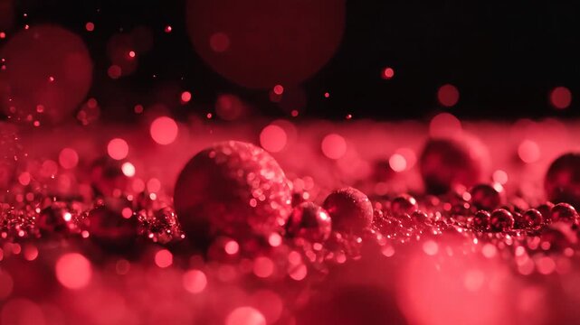 Abstract Red Bubbles Macro Photography with Bokeh Effect.