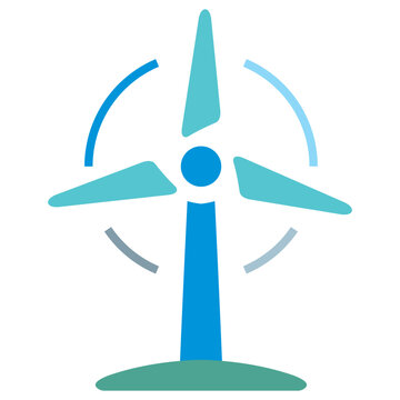 Wind turbine flat design icon representing renewable energy and clean power generation