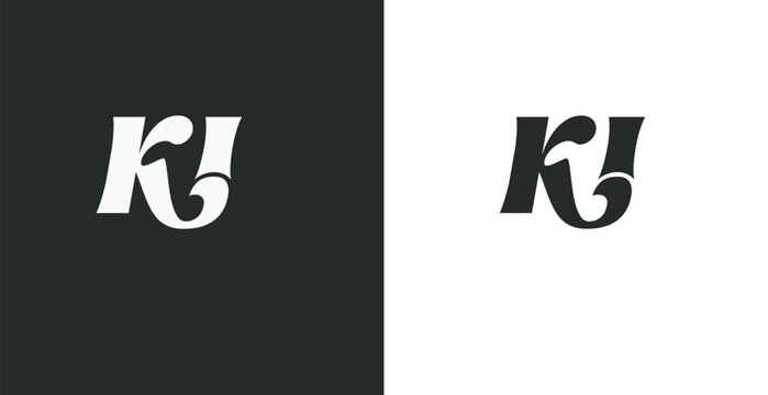 Bold KI letter monogram logo vector in distinctive stylized letteri...