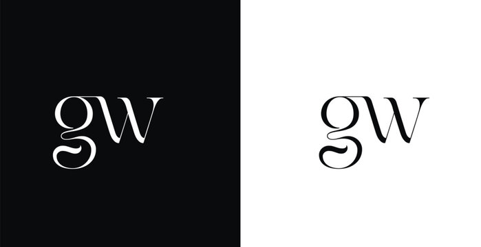 Luxury GW letter monogram logo vector with modern serif typography...