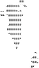 Geometric vector map of Bahrain formed by gray dots on a transparent grid background for digital designs