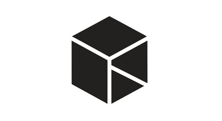 Fototapeta premium Black cube with white lines.