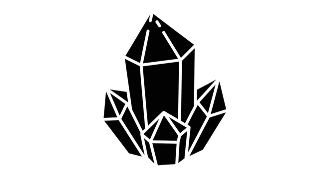 Black crystal cluster geometric shape.