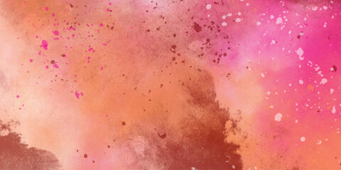 Fototapeta premium Galaxy theme space abstract background, contrast colorful smoke effect, open space, stars, alcohol ink deocration . Colorful bright ink and watercolor textures on white orange pink paper background. 