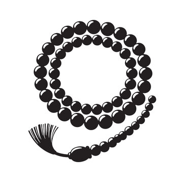Black Tasbih Silhouette Vector, High Quality Illustration on White Background