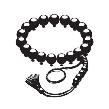 Black Tasbih Silhouette Vector, High Quality Illustration on White Background